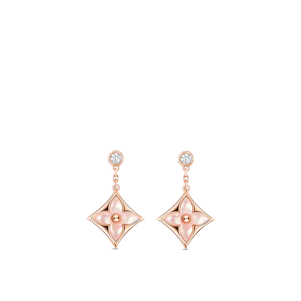 ˇTrend JewelryˇDOUBLE STAR PINK GOLD MOP DROP EARRINGS