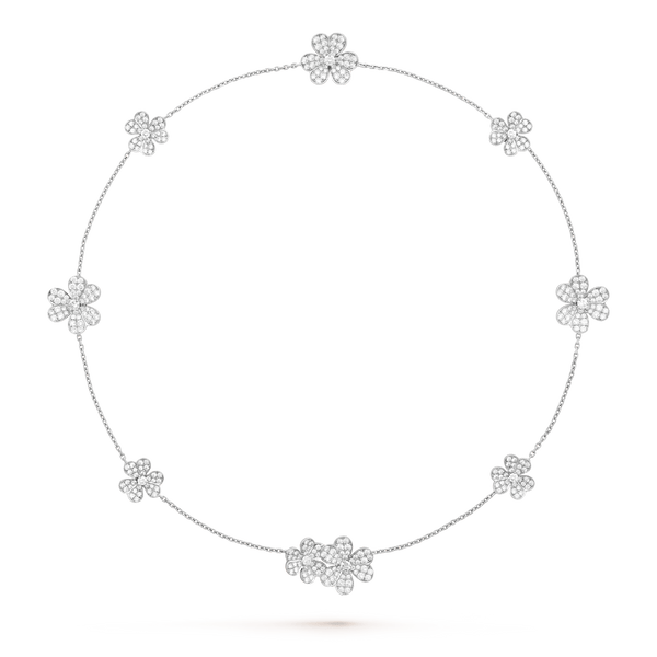 ˇTrendschmuckˇFRIVOLE SILBERNE HALSKETTE MIT 9 BLUMEN