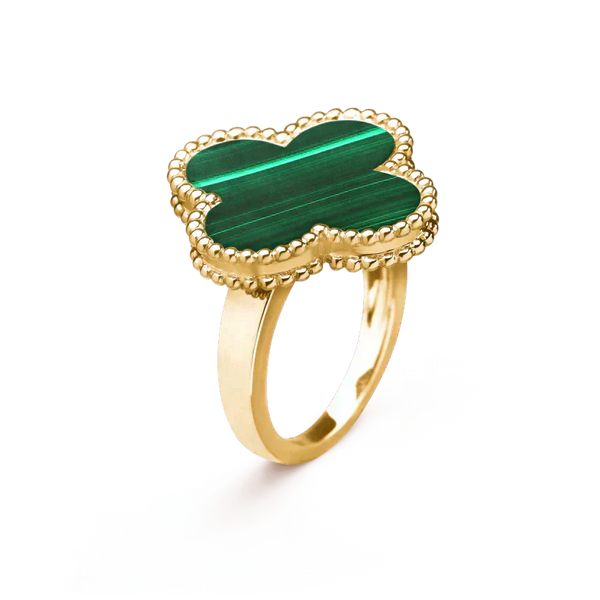 ˇTrend JewelryˇCLOVER MALACHITE RING