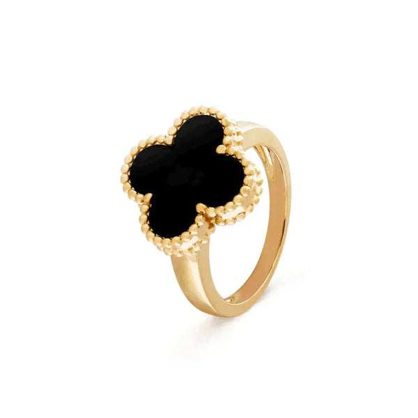 ˇTrend JewelryˇCLOVER ONYX RING