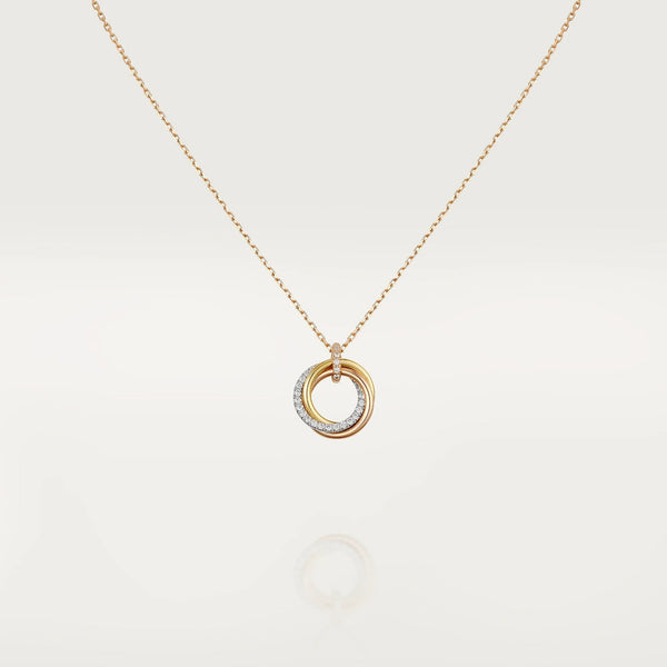ˇTrend JewelryˇTRINITY NECKLACE SILVER GOLD PINK GOLD DIAMONDS