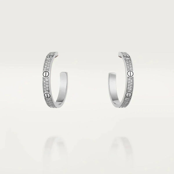 ˇTrend JewelryˇLOVE DIAMOND SILVER HOOP EARRINGS