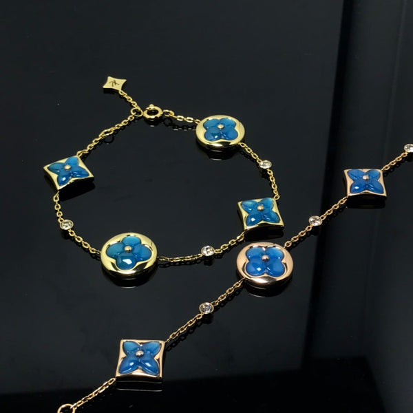 ˇTrend JewelryˇSTAR AND SUN 4 MOTIF BLUE BRACELET