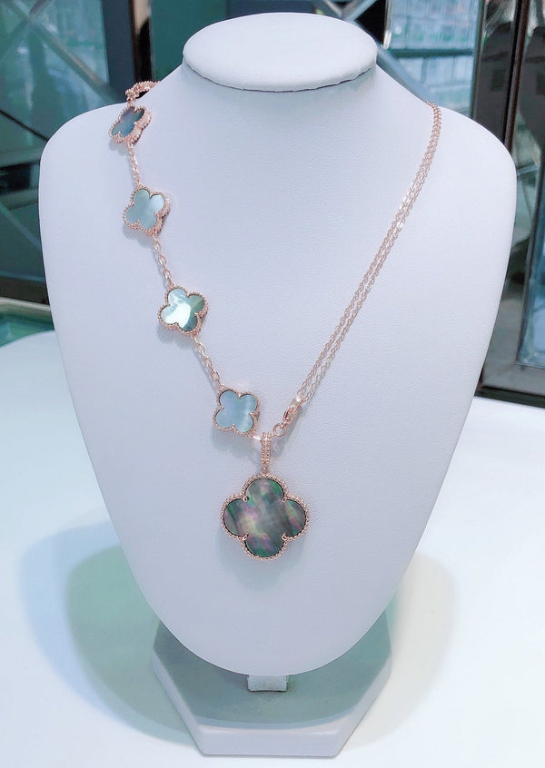 ˇTrend JewelryˇCOMBINED BRACELET 5 MOTIFS AND NECKLACE DARK MOP ROSE GOLD